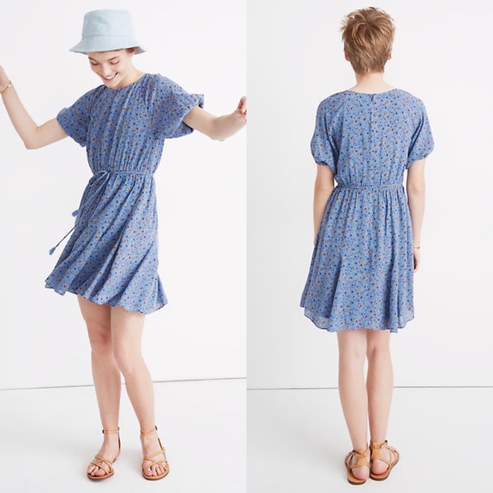 Madewell Tassle-Tie Calico Floral Mini Dress